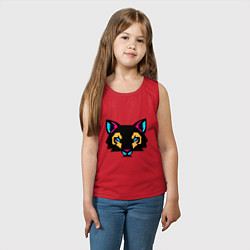 Майка детская хлопок Яркий абстрактный кот, цвет: красный — фото 2