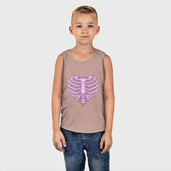 Майка детская хлопок Bone heart, цвет: пыльно-розовый — фото 2