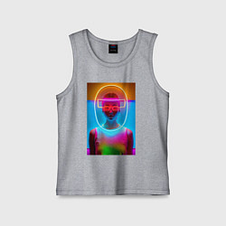 Майка детская хлопок Japan girl - glow - neural network, цвет: меланж