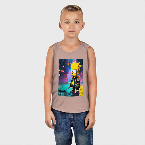 Детская майка Bart Simpson - urban fantasy / Пыльно-розовый – фото 5