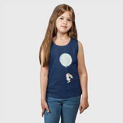 Майка детская хлопок Милый кролик с шариком в цветочек, цвет: тёмно-синий — фото 2