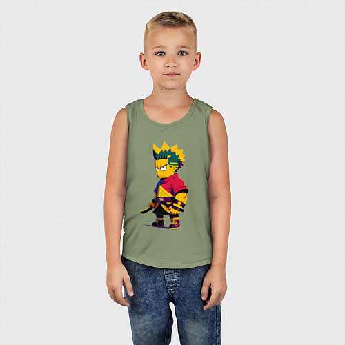 Детская майка Bart Simpson samurai - neural network / Авокадо – фото 5