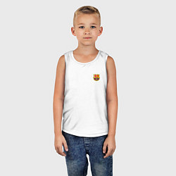 Майка детская хлопок ФК Барселона эмблема, цвет: белый — фото 2
