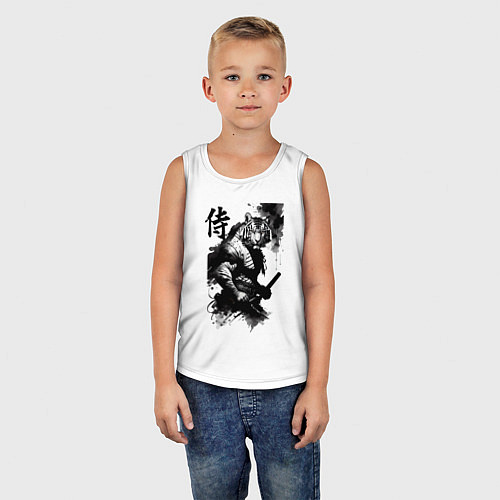 Детская майка Tiger samurai - hieroglyph - art / Белый – фото 5