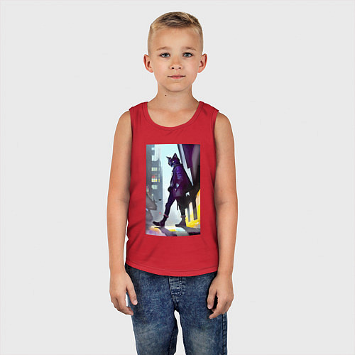 Детская майка Чёрный котяра на своём районе - Бронкс / Красный – фото 5