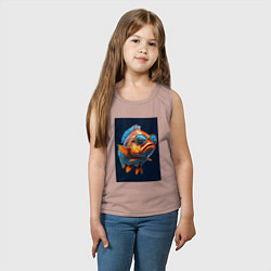 Майка детская хлопок Рыба карп в солнечных очках, цвет: пыльно-розовый — фото 2