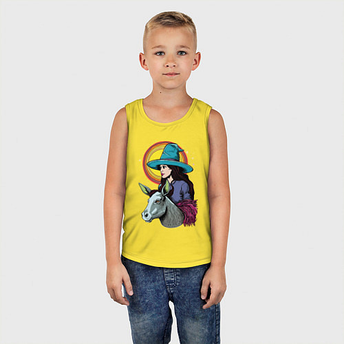 Детская майка Ведьма и осел comic style / Желтый – фото 5