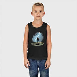 Майка детская хлопок Дурак на холме ловит молнию, цвет: черный — фото 2