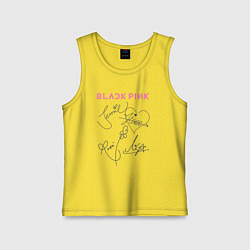 Майка детская хлопок Blackpink автограф, цвет: желтый