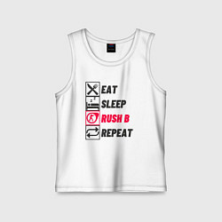 Майка детская хлопок Eat sleep rush b repeat, цвет: белый