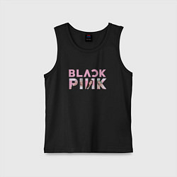 Майка детская хлопок Blackpink logo Jisoo Lisa Jennie Rose, цвет: черный