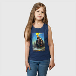 Майка детская хлопок Кенгуру - киберпанк - Австралия, цвет: тёмно-синий — фото 2