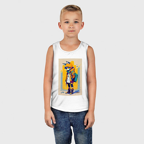 Детская майка Fox cub - urban style - neural network / Белый – фото 5