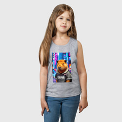 Майка детская хлопок Cool capybara - urban style - neural network, цвет: меланж — фото 2