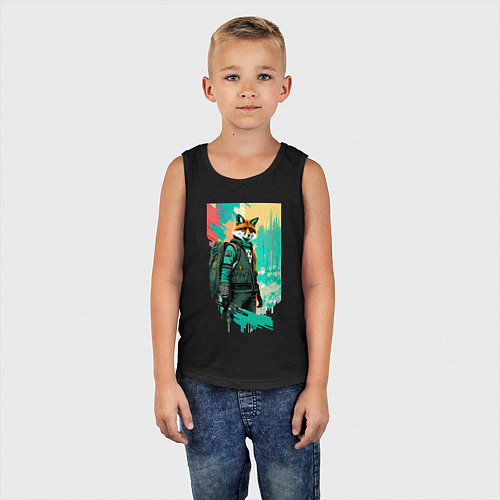 Детская майка Лис-геолог - нейросеть / Черный – фото 5