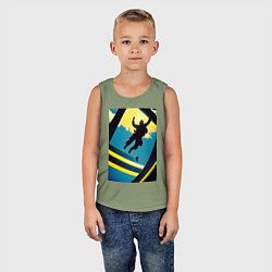 Майка детская хлопок Два парашютиста, цвет: авокадо — фото 2