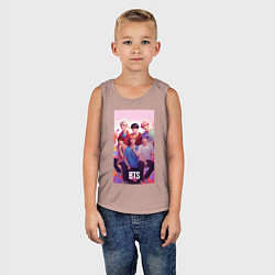 Майка детская хлопок BTS art anime style, цвет: пыльно-розовый — фото 2