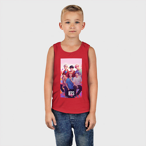 Детская майка BTS art anime style / Красный – фото 5