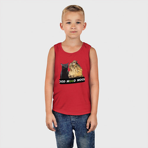 Детская майка Черный и рыжий кот - Mood / Красный – фото 5