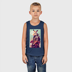 Майка детская хлопок Кролик на фоне луны - нейросеть, цвет: тёмно-синий — фото 2