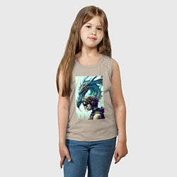 Майка детская хлопок Девчонка в шлеме и дракон - киберпанк, цвет: миндальный — фото 2