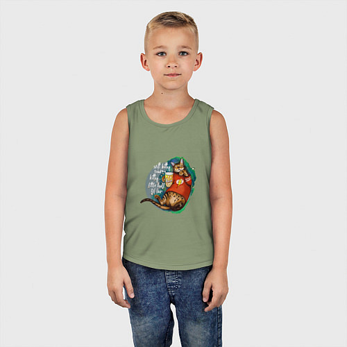 Детская майка Бенгальский кот киноман с попкорном / Авокадо – фото 5