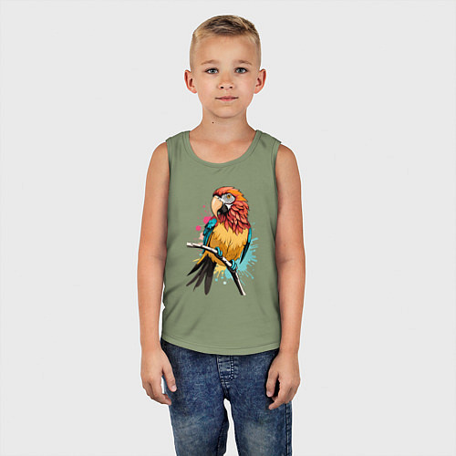 Детская майка Акварельный попугай / Авокадо – фото 5