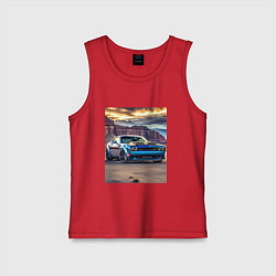 Майка детская хлопок Авто Додж Челленджер, цвет: красный