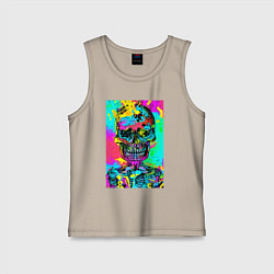 Майка детская хлопок Cool skull - pop art - vogue, цвет: миндальный