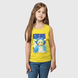 Майка детская хлопок Девушка с голубыми волосами в цветочном венке, цвет: желтый — фото 2