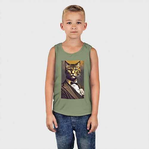 Детская майка Крутой котяра - джентльмен - нейросеть / Авокадо – фото 5