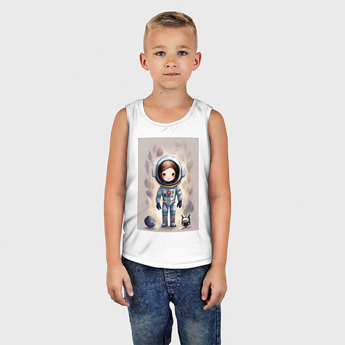 Детская майка Милый маленький космонавт - нейросеть / Белый – фото 5