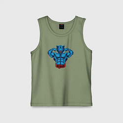 Майка детская хлопок Оборотень бодибилдер, цвет: авокадо