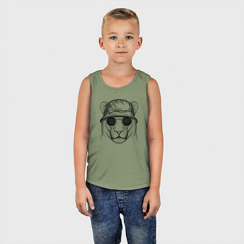 Детская майка Львица в панаме / Авокадо – фото 5