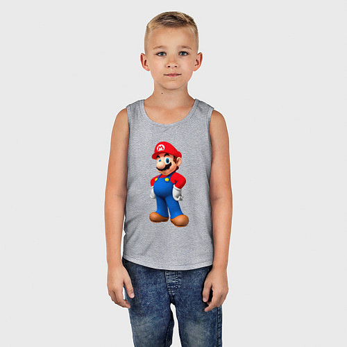 Детская майка Марио стоит / Меланж – фото 5