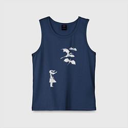Майка детская хлопок Девочка и драконы, цвет: тёмно-синий