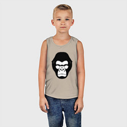 Майка детская хлопок Голова гориллы гравюра, цвет: миндальный — фото 2