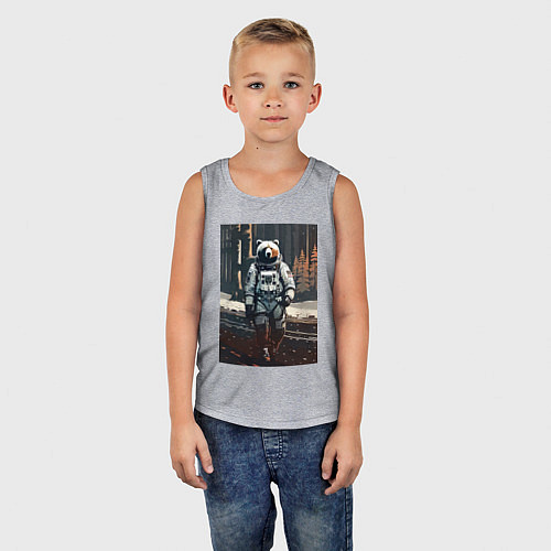 Детская майка Медведь-космонавт на похожей планете - нейросеть / Меланж – фото 5