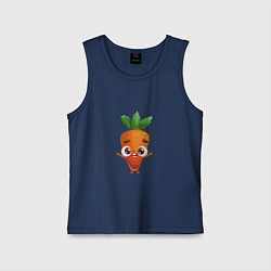 Майка детская хлопок Морковка кавайная, цвет: тёмно-синий
