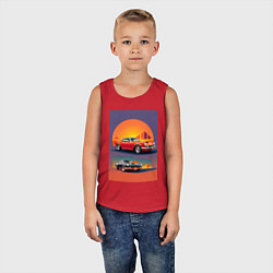 Майка детская хлопок Ретро спорт кар, цвет: красный — фото 2