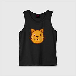 Майка детская хлопок Оранжевый котик счастлив, цвет: черный