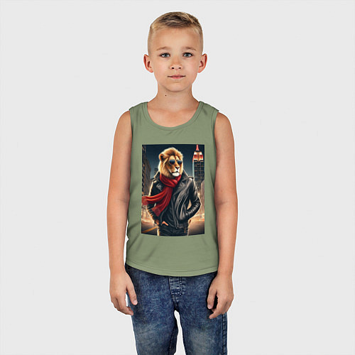 Детская майка Leo the fashionista in New York city at night / Авокадо – фото 5