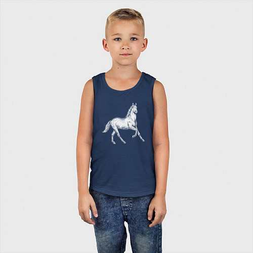Детская майка Белая лошадь на скаку / Тёмно-синий – фото 5