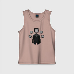 Майка детская хлопок Skibidi toilet TVman, цвет: пыльно-розовый