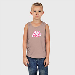 Майка детская хлопок Алла в стиле Барби - объемный шрифт, цвет: пыльно-розовый — фото 2