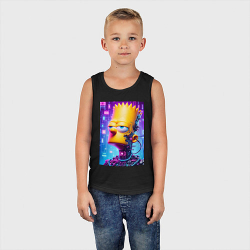 Детская майка Cyber Bart Simpson - ai art / Черный – фото 5