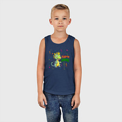 Майка детская хлопок Новогодний дракон желает удачи, цвет: тёмно-синий — фото 2