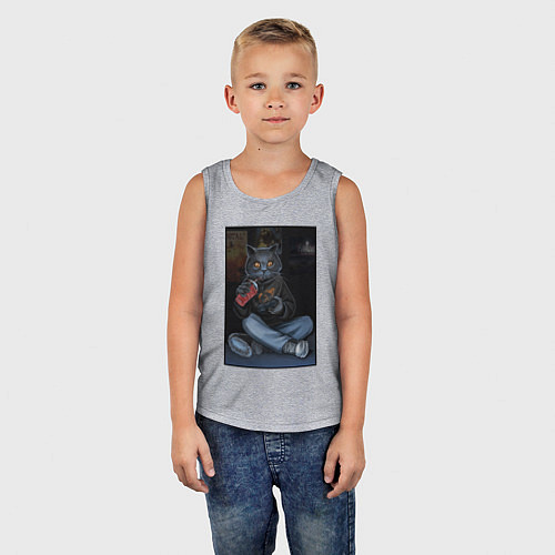Детская майка Кот - задрот / Меланж – фото 5