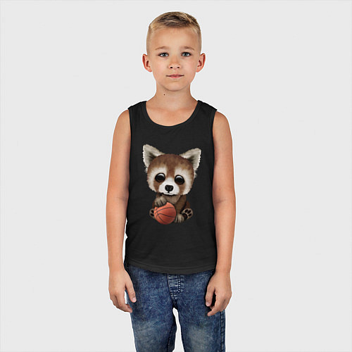 Детская майка Красная панда баскетболист / Черный – фото 5