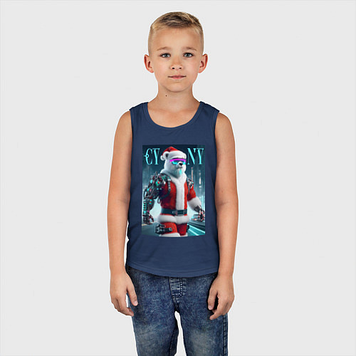 Детская майка Cyber new year - cyberpunk ai art / Тёмно-синий – фото 5